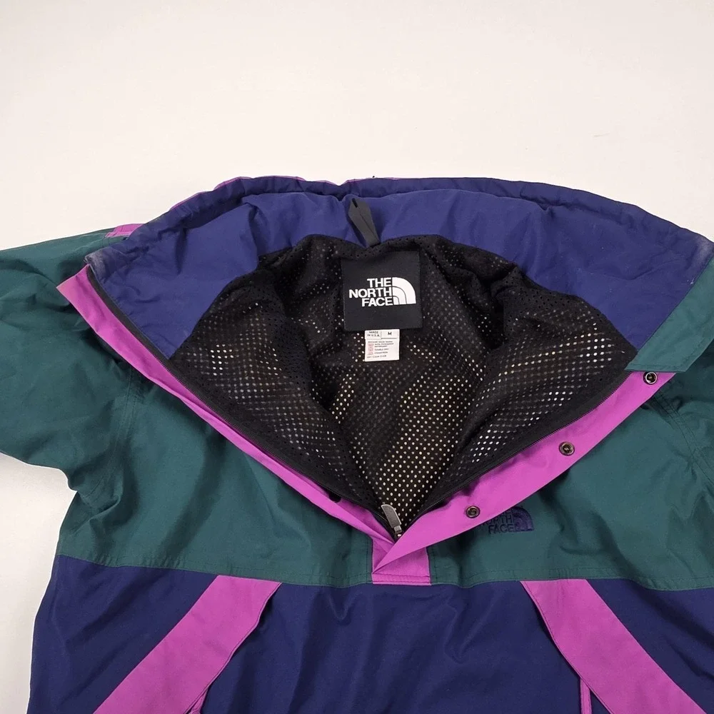 Vintage The North Face Jacket Mens Medium Purple Colorblock Hooded Anorak Ski
